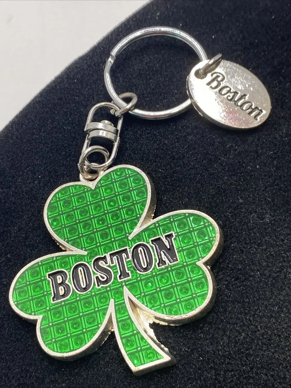 Vintage Boston Shamrock Silver Keychain